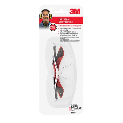 3M 47010-WV6 Safety Glasses, Black/Red, Anti-Scratch