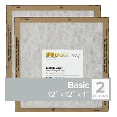 12x12 x 1 In. Flat Panel Air Filter, 2-Pk.