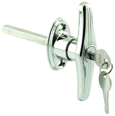 Prime-Line GD 52122 Garage Door T-Handle Lock, Keyed, Zinc Chrome