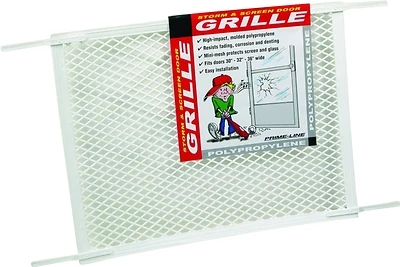 Prime-Line PL 15517 Hinged Screen Door Grille, 34-1/2 x 20 in, White Plastic