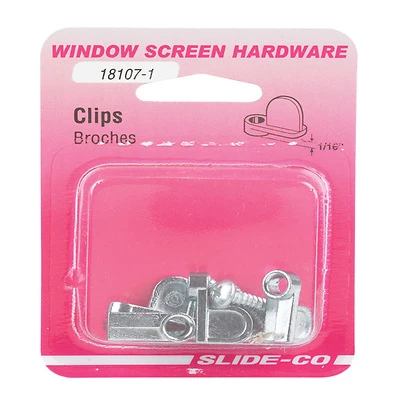 Screen Clips, 1/16in., Diecast, Silver, 8-Pk.