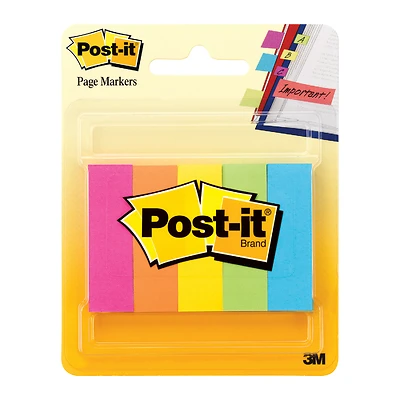 Post-it 670-5AF Page Markers, 0.5 x 2 In., Assorted, 5 Pads