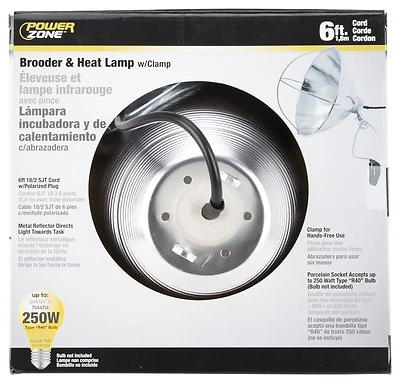PowerZone ORBL081508 Brooder Clamp Light, 10 In, 300W Max, 6 Ft Cord