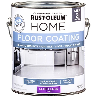 Rust-Oleum 358584 Home Top Coat Semi-Gloss Clear Floor Paint, 1 Gal, 2-Pack