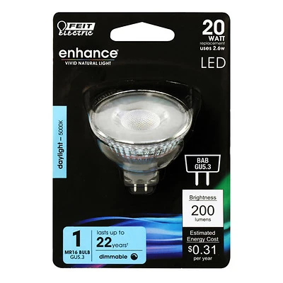 Feit Electric MR16 GU5.3 LED Flood Bulb, 20W Equiv, Daylight 5000K