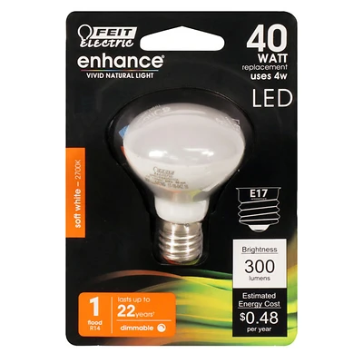 Feit Electric BPR14DMN/927CA R14 LED Flood Bulb, E26 Base, 40W Equivalent, Soft White, Dimmable