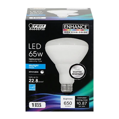 Feit Electric BR30DM/950CA LED Bulb, E26, Daylight, 65W Equivalent, Dimmable