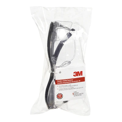 3M 91193-00000 Anti-Fog Safety Readers, Clear Lens, Black Frame, 2.5X