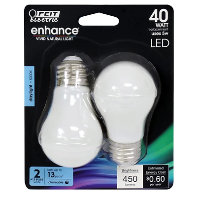 Feit Electric BPA1540W/950CA/FIL/2 A15 LED Filament Bulb, Daylight, 40W Equivalent, 2 Pk