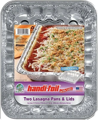 Handi-Foil Cook-N-Carry Lasagna Pans With Lids, 11-3/4 In, 2 Count
