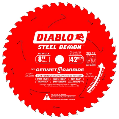 Diablo D0842CF Steel Demon Circular Saw Blade, 8 In., 42-Tooth Cermet