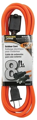 PowerZone OR481608 SJTW Outdoor Extension Cord, 16 AWG, 8 Ft, Orange