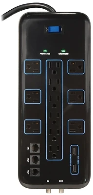 Or504142 12-outlet Surge Protector With 4200 Joules And Usb Charging, Black