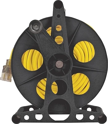 PowerZone ORCR3002 Cord Storage Reel With Stand, Holds 100 Ft, Black
