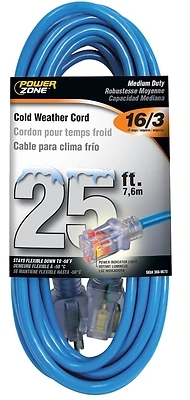 PowerZone ORCW511625 Cold Weather Extension Cord, 16/3 AWG, 25 Ft