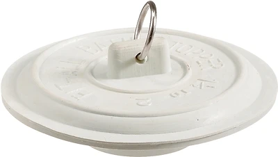 Pp22004 White Rubber Fit All Sink And Tub Stopper With Plated Ring