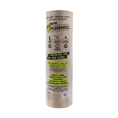 Trimaco 12380 FloorShell Heavy-Duty Surface Protection, 38 In. x 100 Ft., 45 Mil