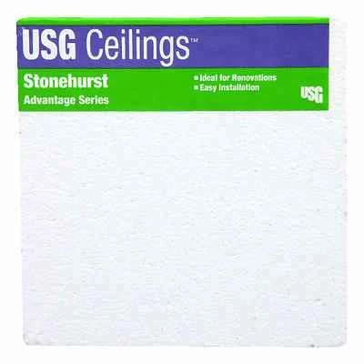USG Stonehurst 380 Mineral Fiber Ceiling Tile, 2 x 4 Ft., Square Edge