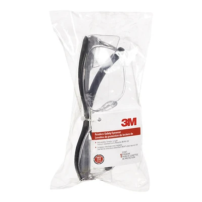 3M 91191-00000 Anti-Fog Safety Readers, Clear Lens, Black Frame, 1.5x