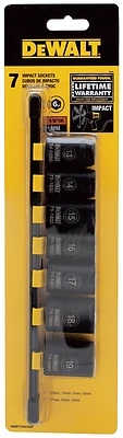 DeWalt DWMT74453OSP 7-Piece Metric Impact Socket Set, 13-19mm