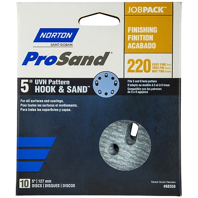 Prosand 5 In. Ceramic Alumina Hook And Loop A975 Sanding Disc 220 Grit 10 Pk