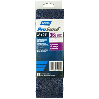 Norton ProSand 07660702228 Sanding Belt, 21 In. L X 3 In. W, 36 Grit