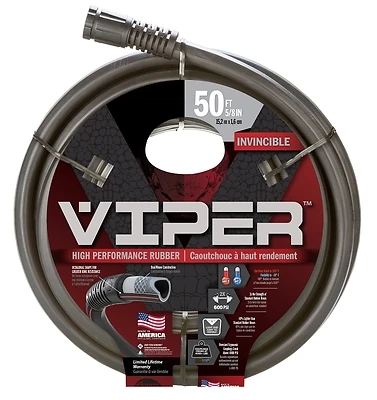Viper Celvp58050 Heavy-duty Rubber Garden Hose, 5/8 In X 50 Ft, Black