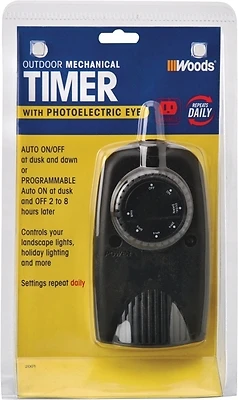 Woods 2001WD Outdoor Mechanical Timer, 8.3A 120V 1000W, Black