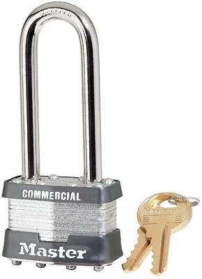 Master Lock 1KALJ Keyed Padlock, 2-1/2 In. Steel, 4 Pin