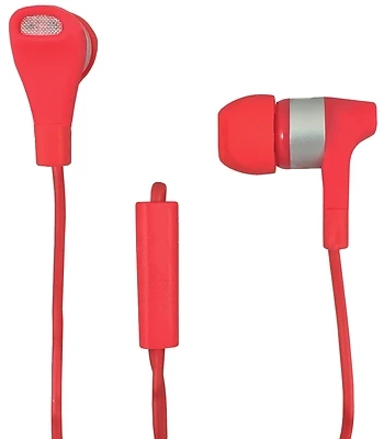 Zenith PM1001SER Stereo Earbuds with Microphone, Red, In-Ear