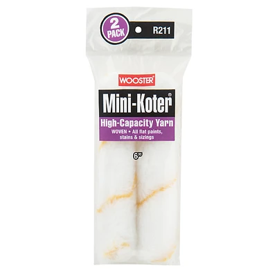 Wooster R211-6 Mini-Koter 6 In. Yarn Paint Roller Cover, 2-Pack