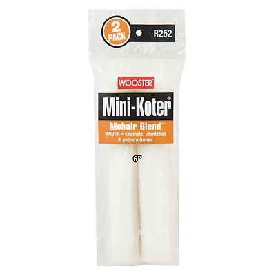 Wooster R252-6 Mini-Koter Mohair Blend Paint Roller Cover, 6 In., Pack of 2