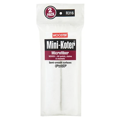 Mini-koter Microfiber 6 In. X 3/8 In. Roller Cover, 2 Pk, Model R316-6