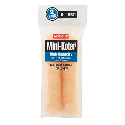 Wooster R231-6 Mini-Koter Paint Roller Cover, 6 x 0.5 In., 2-Pack