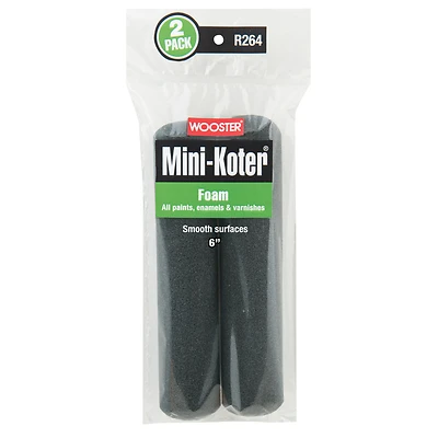Wooster R264-6 Mini-Koter Foam Paint Roller Cover, 6 In., Pack of 2