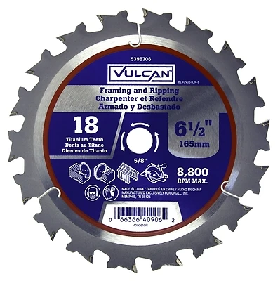 6-1/2 Inch Smooth Cut Circular Saw Blade, 18 Teeth, Model 409061or