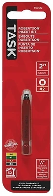 T67512 2-piece Robertson Screwdriver Bit, 2 In Oal, Red, Steel