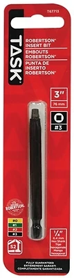 Tools T67713 #3 Robertson Driver Bit, 3 In, Black, 2-piece Set