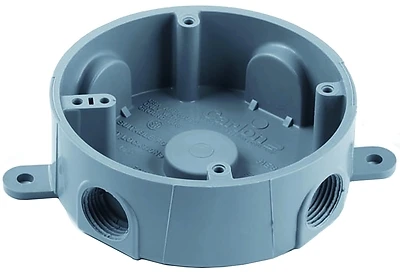 Carlon E365DR Round PVC Weatherproof T-Box, 5-Outlet, Gray
