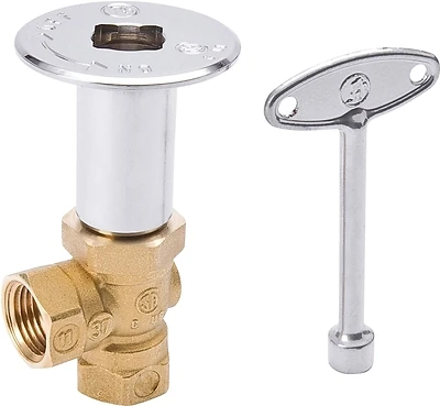 1/2 Inch Proline Log Lighter Angle Valve With Key And Floor Plate