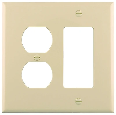 Duplex Receptacle & Decorator Wall Plate, Light Almond, 2 Gang