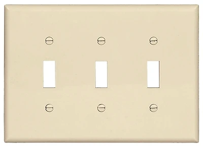 Pj3la 3-gang Toggle Wall Plate, Light Almond, Polycarbonate, 15 Pk