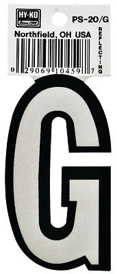 Hy-ko Ps-20/g Reflective Vinyl House Letter G, 3-1/4 In, Pack Of 10