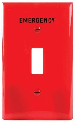 Eaton Wiring PJ1EMRD Red Toggle Wall Plate, 1-Gang, Polycarbonate