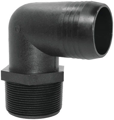 El 1438 P 90 Degree Polypropylene Hose To Pipe Elbow, 0.25 Mpt X 0.37 Barb, 5 Pk
