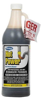 ComStar Hot Power 30-135 Liquid Drain Cleaner, Sulfuric Acid, 32 Oz