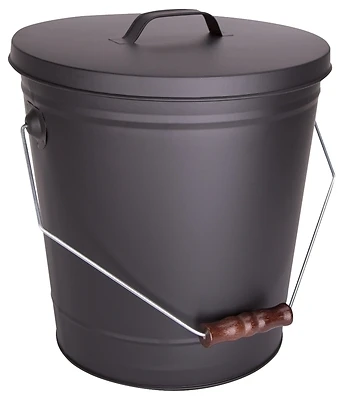 Simple Spaces GJF01 Ash Bucket, Black Powder-Coated Steel, 13 In, With Lid