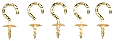 Solid Brass Cup Hooks 3/4 Inch - Set Of 5 Rust-resistant Decorative Hooks