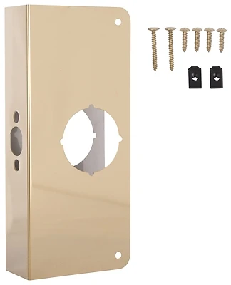 5310727 Door Reinforcer 4 X 9 In. Steel, Polished Brass For 1-3/4 In Thick Doors