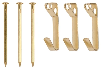 Prosource PH-122304-PS Picture Hanger, 50 Lb, Polished Brass, Steel